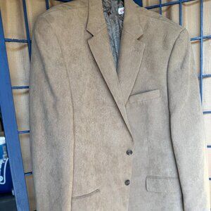 Chaps Tan Suede Look Blazer Sport Coat Mens 46R